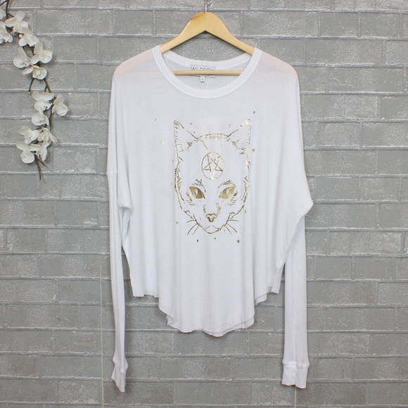 Wildfox Tops - Wildfox Pentagon Cat Gold Perry Thermal